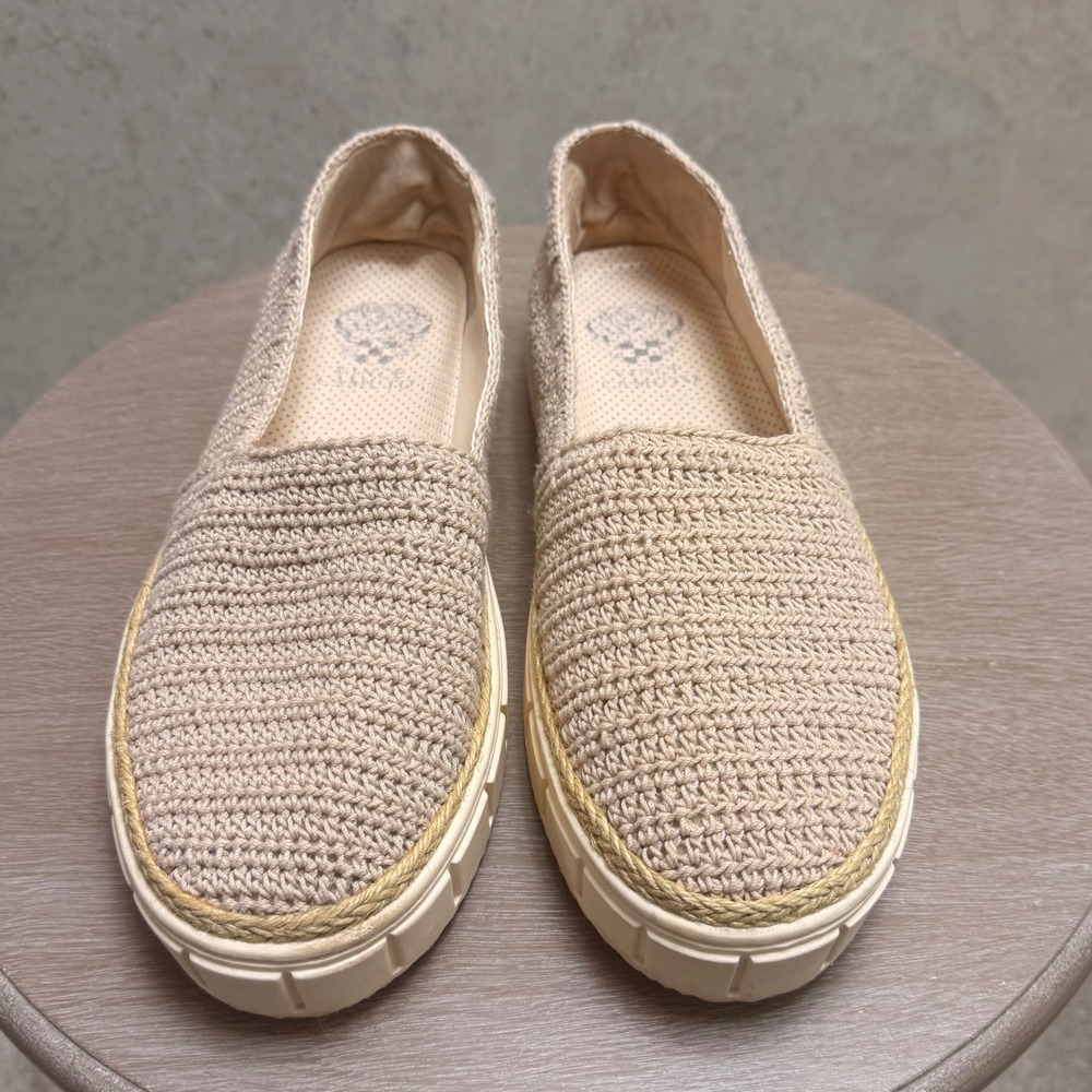 Vince‎ Camuto 10M Womens Relinsta Beige Coastal Crochet Platform Slip On Shoe